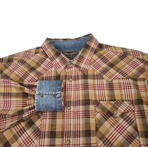 Wrangler Retro Pearl Snap Western Shirt Plaid Men's Size XXL Cowboy Rodeo